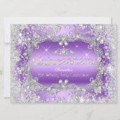 Quinceanera Paars Silver Tiara Winter Wonderland Kaart (Voorkant)