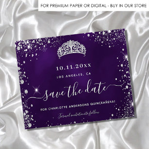 Quinceanera paars zilver budget glitters bewaar da flyer