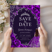 Quinceanera Paars Zilver Save The Date