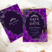 Quinceanera Paars Zilver Save The Date