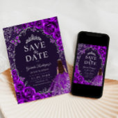 Quinceanera Paars Zilver Save The Date