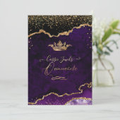 Quinceanera, Paarse Agate Faux Gold Confetti Invit Kaart (Staand voorkant)