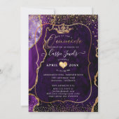 Quinceanera, Paarse Agate Faux Gold Confetti Invit Kaart (Achterkant)
