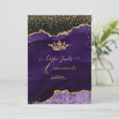 Quinceanera, Paarse Agate Faux Gold Confetti Kaart (Staand voorkant)