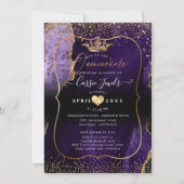 Quinceanera, Paarse Agate Faux Gold Confetti Kaart (Achterkant)