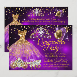 Quinceanera Paarse Ballonnen Jurk Tiara Koets Kaart