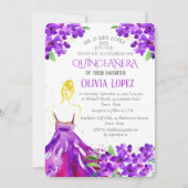 Quinceañera Paarse Bloemen 15e Verjaardag Kaart (Voorkant)