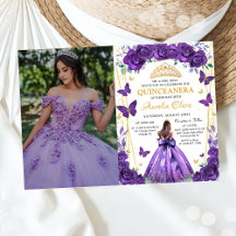 Quinceañera Paarse Bloemen Prinses Vlinders