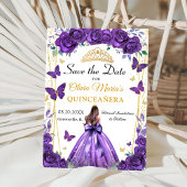 Quinceañera Paarse Bloemen Prinses Vlinders Save The Date