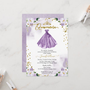 Quinceanera Paarse Bloemjurk Uitnodiging