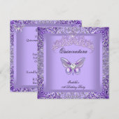 Quinceanera Paarse Butterfly 15e verjaardag Kaart (Voorkant / Achterkant)