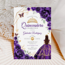 Quinceanera Paarse Floral Jurk Goud