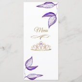 Quinceañera Paarse gebladerte Diner Menu (Voorkant)