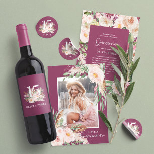 Quinceañera paarse girly florale verjaardag kaart