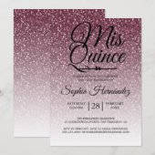 Quinceañera Paarse Glitter 15e Verjaardag  Kaart (Voorkant / Achterkant)
