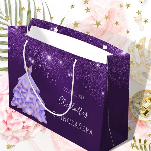 Quinceanera paarse glitter-kleding groot cadeauzakje