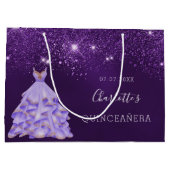 Quinceanera paarse glitter-kleding groot cadeauzakje (Achterkant)