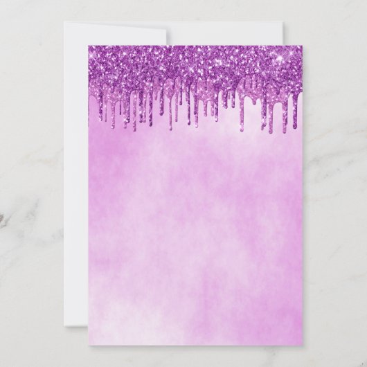 Quinceanera paarse glitter roze elegant kaart (Achterkant)