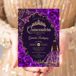 Quinceanera Paarse Goud Kaart
