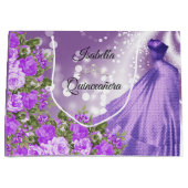 Quinceañera Paarse jurk en bloemen Groot Cadeauzakje (Voorkant)