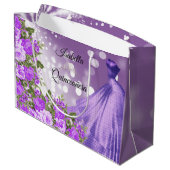 Quinceañera Paarse jurk en bloemen Groot Cadeauzakje (Achterkant Gekanteld)