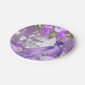 Quinceañera Paarse jurk en bloemen Papieren Bordje (Gekanteld)