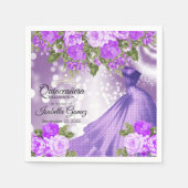 Quinceañera Paarse jurk en bloemen Servet (Voorkant)
