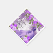 Quinceañera Paarse jurk en bloemen Servet (Hoek)