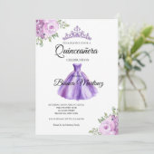 Quinceanera Paarse jurk Mis Quince Kaart (Staand voorkant)