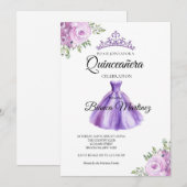 Quinceanera Paarse jurk Mis Quince Kaart (Voorkant / Achterkant)