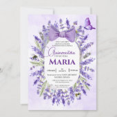 Quinceañera Paarse lavendel Bloemen Spaans Kaart (Voorkant)