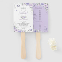 Quinceañera Paarse Lavendel Bloemen Zilver Program