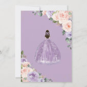 Quinceañera Paarse Lavendel Blush Bloemen Goud Kaart (Achterkant)