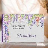 Quinceanera Paarse Lavendel Wisteria  Bloemen Gastenboek