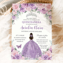 Quinceañera Paarse Lila Bleke Roze Bloemprinses Kaart
