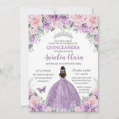 Quinceañera Paarse Lila Bleke Roze Bloemprinses Kaart (Voorkant)