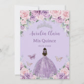 Quinceañera Paarse Lila Bleke Roze Bloemprinses Kaart (Achterkant)