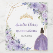 Quinceañera Paarse Lila Bloemen Prinses Gown Goud Wijn Etiket (Enkel label)
