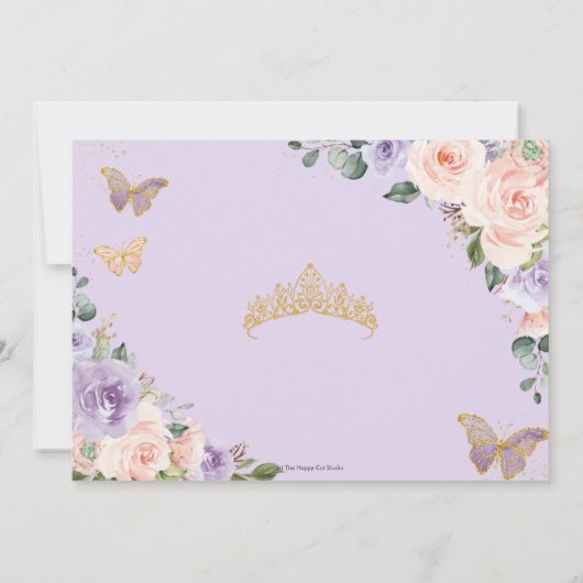 Quinceañera Paarse Lila Blush Bloemenvlinders Kaart (Achterkant)