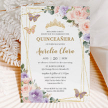 Quinceañera Paarse Lila Blush Bloemenvlinders