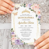 Quinceañera Paarse Lila Blush Bloemenvlinders Kaart