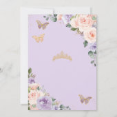 Quinceañera Paarse Lila Blush Bloemenvlinders Kaart (Achterkant)