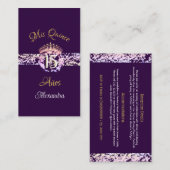 Quinceanera Paarse Lila Elegant Spaans Informatiekaartje (Voorkant / Achterkant)