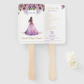 Quinceañera Paarse Lila Fan met Evenementenschema Handwaaier (Voorkant en achterkant)