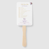 Quinceañera Paarse Lila Fan met Evenementenschema Handwaaier (Achterkant)