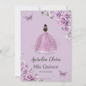 Quinceañera Paarse Lila Floral Princess Birthday Kaart (Achterkant)