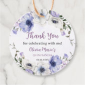 Quinceañera Paarse Lila Floral Tiara Butterflies Bedankjes Labels (Voorkant)