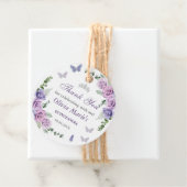 Quinceañera Paarse Lila Floral Tiara Butterflies Bedankjes Labels (In situ)