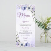 Quinceañera Paarse Lila Floral Tiara Butterflies Menu (Staand voorkant)