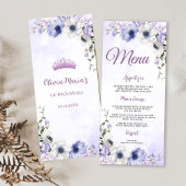 Quinceañera Paarse Lila Floral Tiara Butterflies Menu